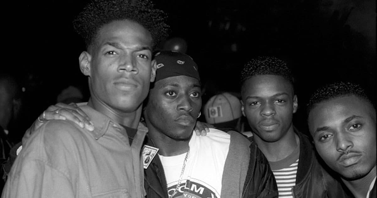  Marlon Wayans and Omar Epps appear in a photo taken with the group TLC when they receive gold record awards 